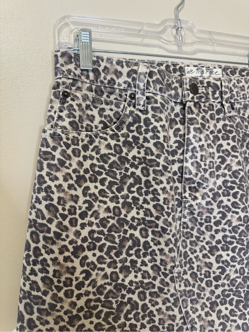 We The Free Printed Bailey Denim Mini Skirt | Size 27 | Leopard - Picture 7 of 9